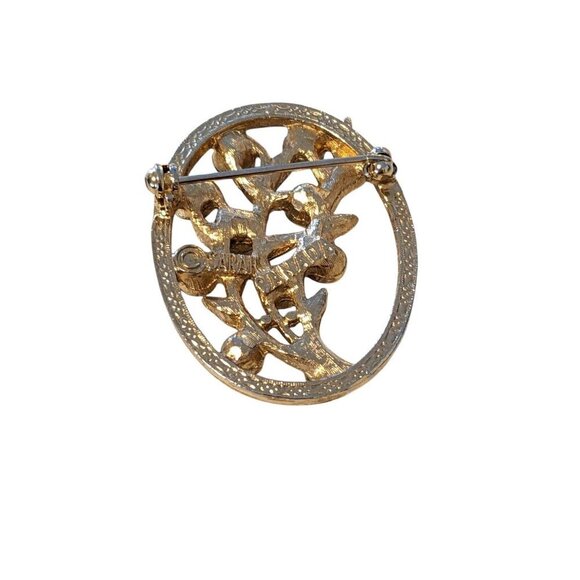 Vintage Sarah Coventry Brooch Pin Gold Tone Floral Branch Themed - Picture 3 of 4